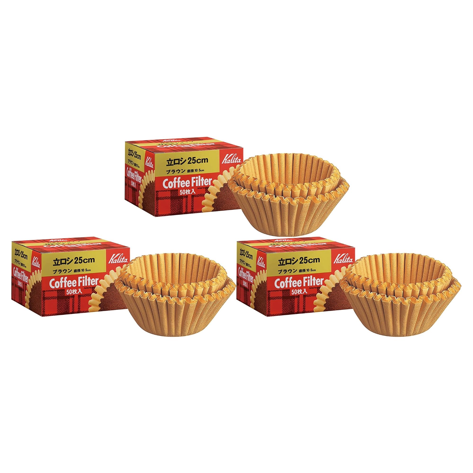 

Kalita Unbleached Coffee Filters, Standing, 25cm Diameter, Brown, 50 Filters, 22193 x 3 Boxes (150 Filters Total)