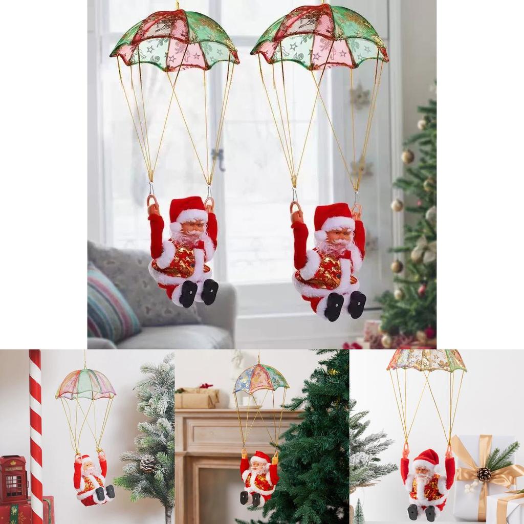 Christmas Santa Electric Parachute Toy With Music And Light For Kids Holiday Decor