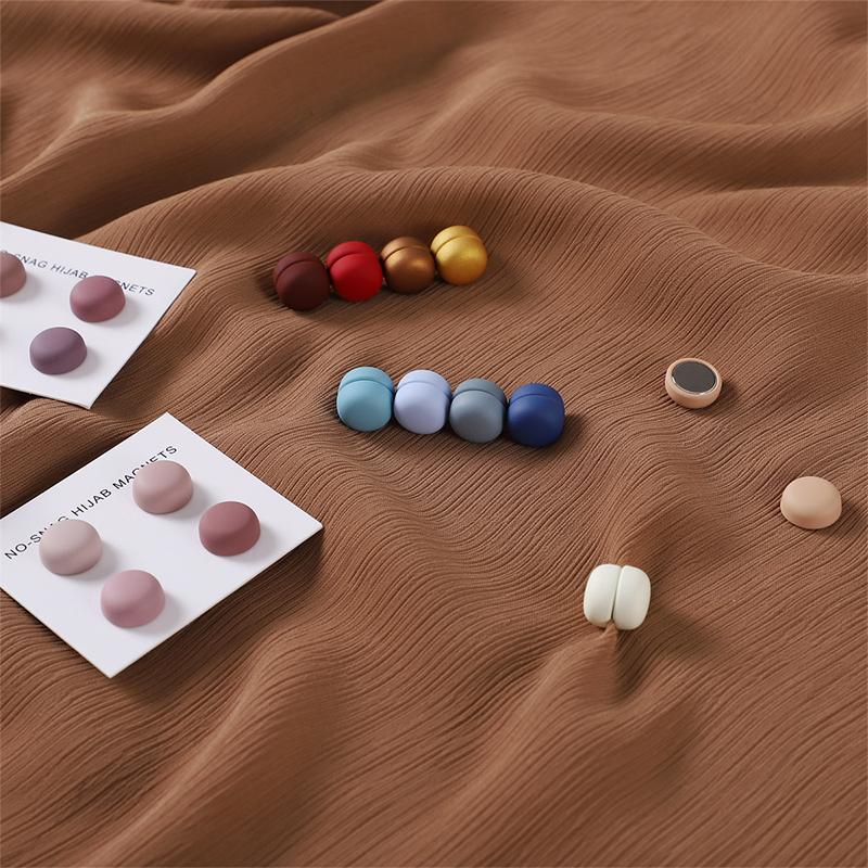 4Pcs/set Macaroon Color Matte Magnet Hijab Pins Magnetic Brooch Headscarf Shawl Strong Magnetic Button Clothing Accessories