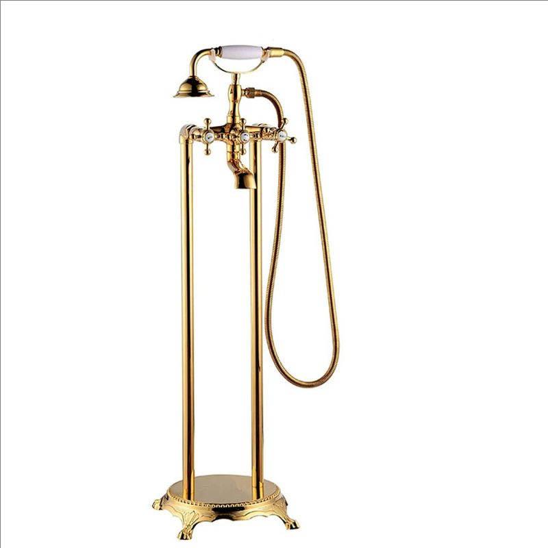 Brass Floor Standing Bathtub Shower Faucet Swivel Spout Bathroom shower faucet Mixers Taps Standing Bathtub Faucet