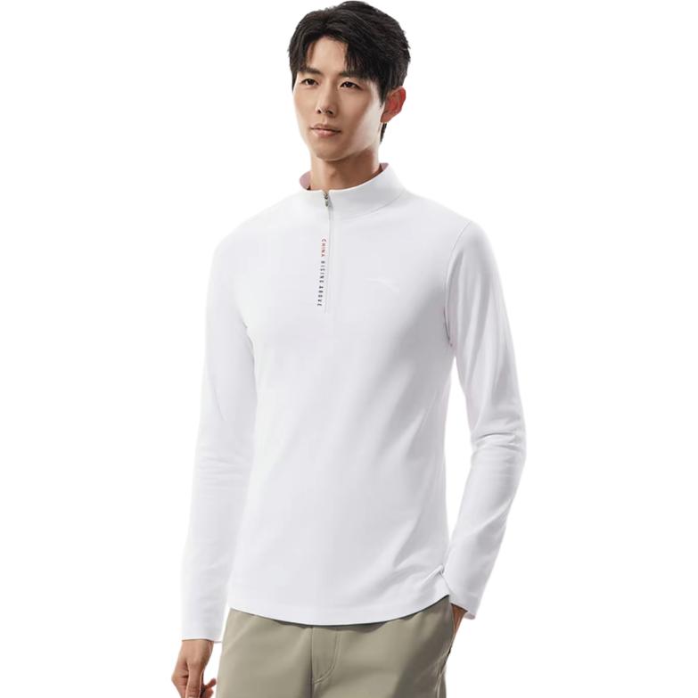 Anta Business Casual Sports Fashion Comfortable Lightweight Versatile Long Sleeve T-Shirt Half Open Collar Light Warm Fleece Knit 152547402RN-1