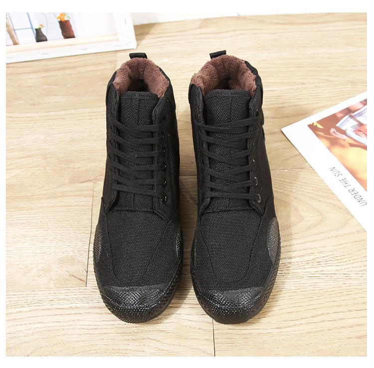 Men's Winter High-Top Canvas Boots with Velvet Lining - Warm, Durable, Cold-Proof Work Shoes