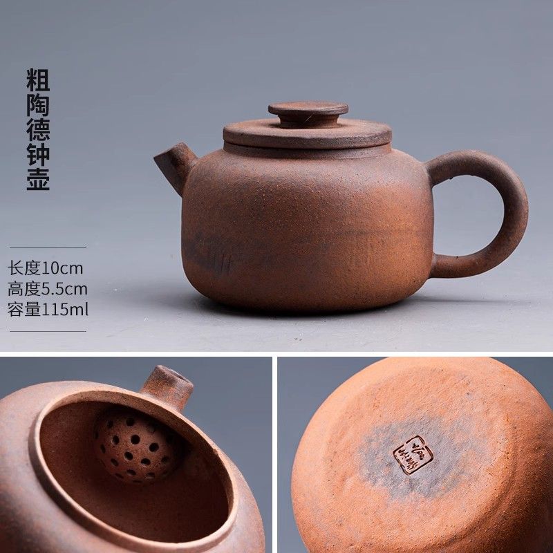 Japanese-Style Handmade Teapot - Retro Coarse Pottery Stoneware, Portable Ceramic Teaset for Kungfu Tea
