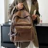 Sac à dos rétro en cuir PU Grande capacité Sac à dos décontracté pour femme avec plusieurs poches Parfait pour le travail quotidien, l'école et le shopping Sans pendentif