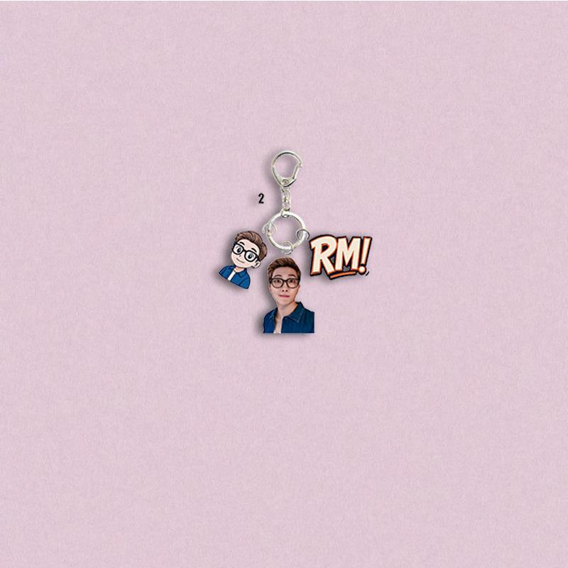 BTS Character+Cartoon Double Keychain, Member-themed Acrylic Keychain, Celebrity Merchandise Support Charm