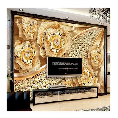 European Style 3d Mural Stereo Diamond Flower Jewelry Wallpaper Tv Living Room Sofa Bedroom Luxury Home Decor Wall Paper