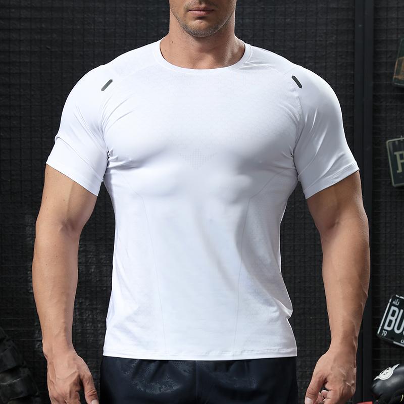 Men Gym Muscle Short Sleeve Breathable Sports Stretch Fitness Jersey Marathon Athletics Sweatshirts Basketball Training T-Shirts
