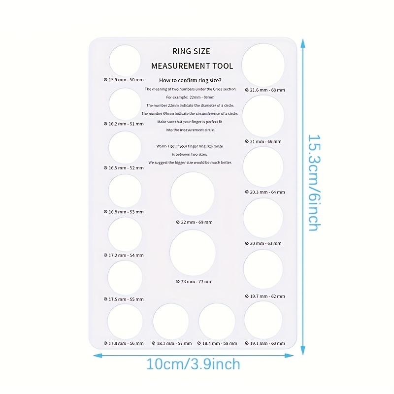 Reusable ring size measuring card, finger circumference sizing tool for European and US ring sizes