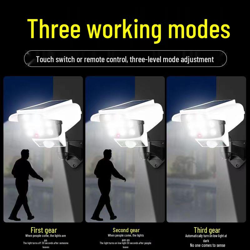 Solar-Powered Garden Light with Camera Simulation, Motion Sensor, Dusk-to-Dawn, Anti-Theft, and Street Lighting