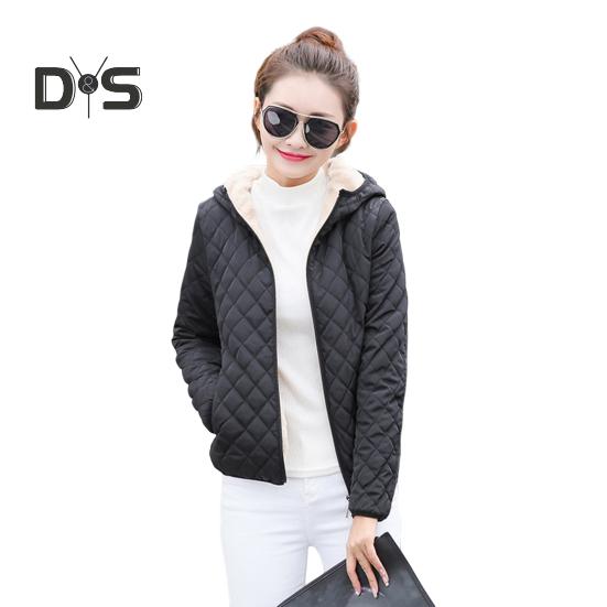 Winter Women Jacket Hooded Zip-up Long Sleeves Thick Plush Lined Solid Color Cardigan Keep Warm Commuting School Coat