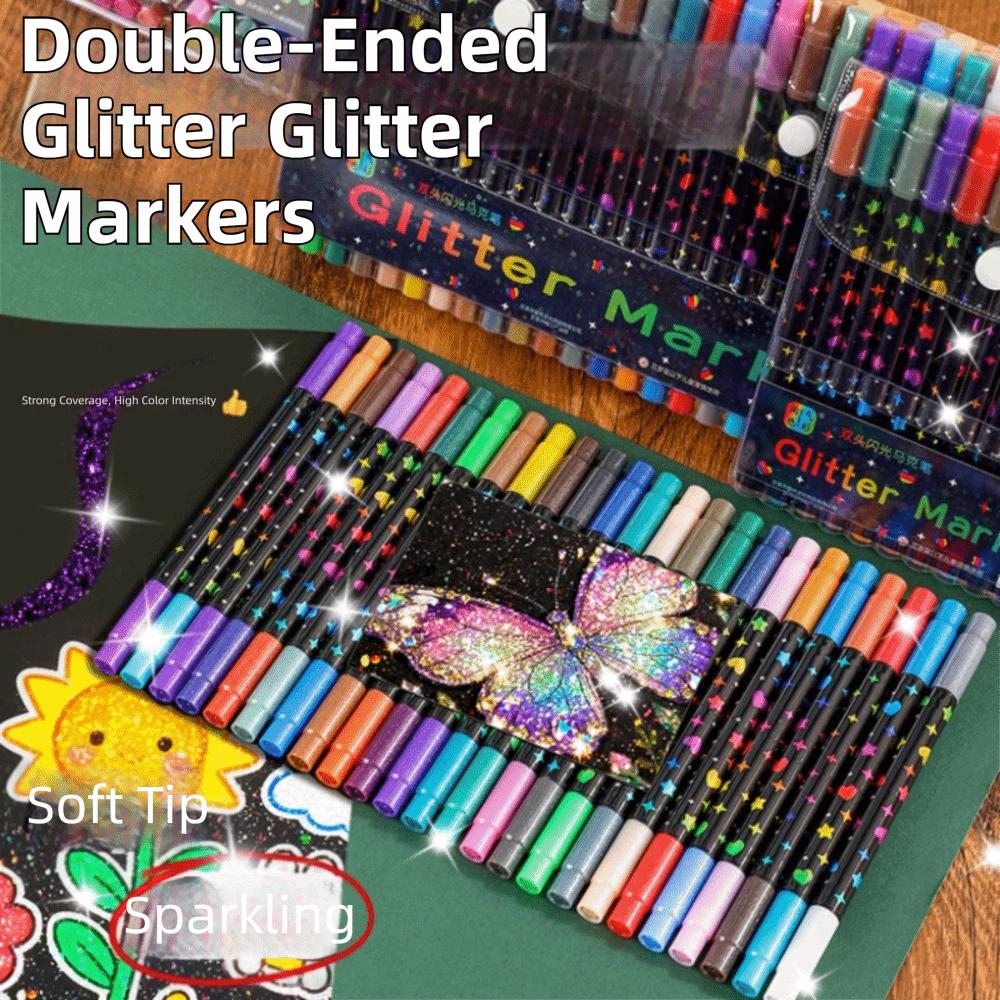 24/48/72/96 Colors Double-Ended Glitter Pens Quickly Dry Watercolor Pen  Drawing Painting