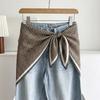 White Floral Small Silk Scarf Triangle Scarf Headscarf Belt Women's Decoration with Skirt Jeans Waist Accessories Fart Curtain