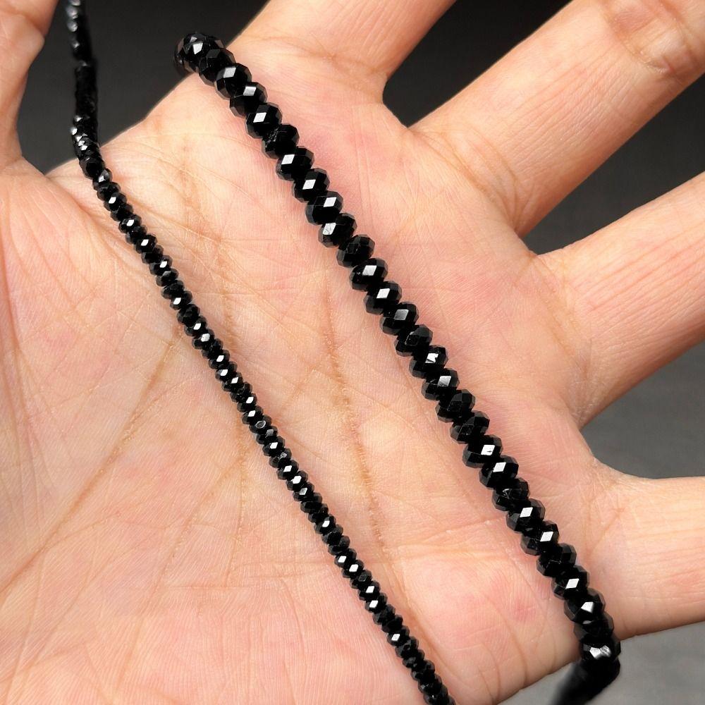 Handmade DIY Bracelets Materials 38cm Loose Spacer Beads Black Spinels Stone Beads Necklace