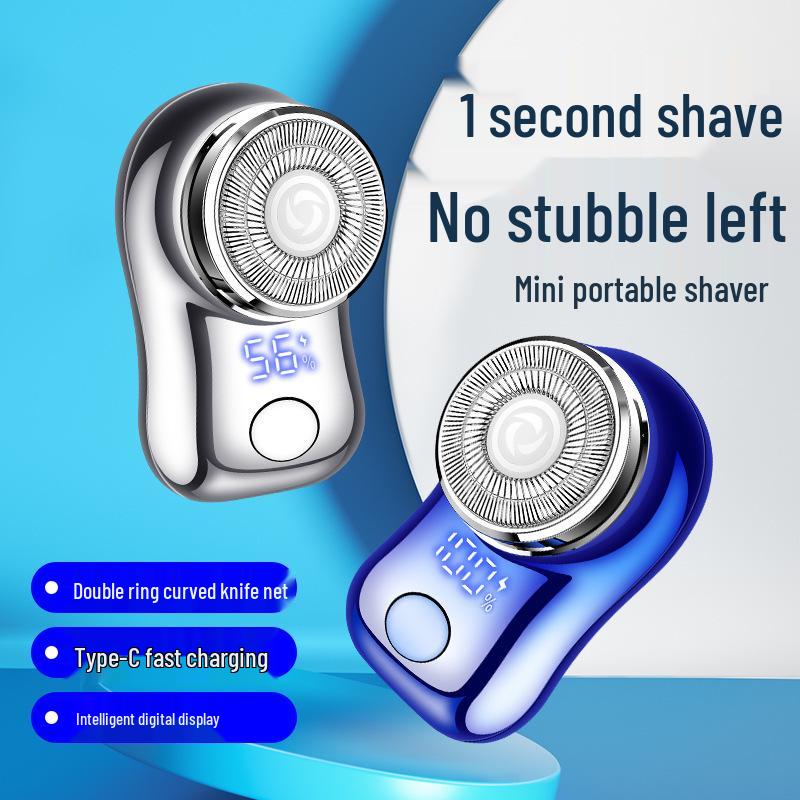 FH060-3 Electric Mini Razor: Intelligent Display, Double Ring Blade, Portable Beard Trimmer for Men
