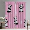 Cute Panda Pattern Home Interior Curtains for Living Room Anti-mosquito Curtains 2 Pieces Partition Window Curtain Kitchen Child