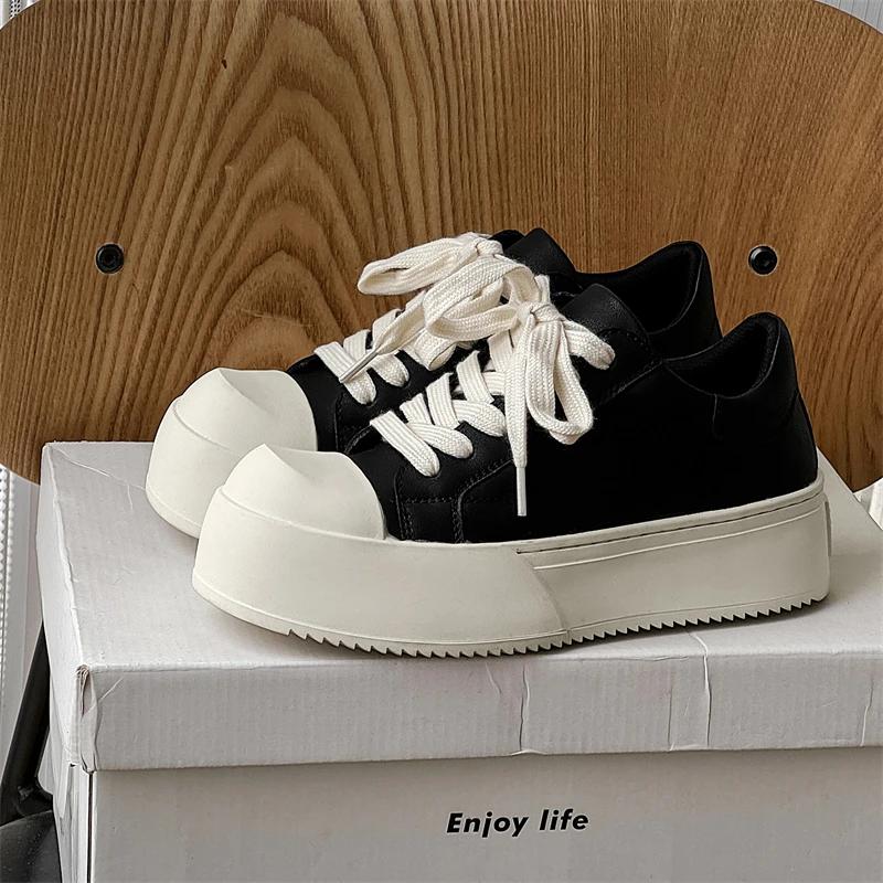 Móda Móda Pravá Kůže Pánské Tenisky s Tlustou Podrážkou Klasické Ležérní Pohodlné Oxfordky Venkovní Protiskluzová Obuv pro Chůzi Velikost 38-46