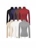 High Neck Faux Cashmere Slim Fit Long Sleeve Women's T-shirt for Autumn/Winter
