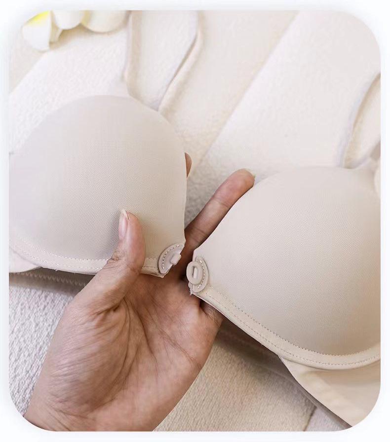 Zhangyou Women's Seamless Front-Buckle Sports Bra for Small Chests - Anti-Sagging, Gathered Design, Minimized Look for Larger Chests