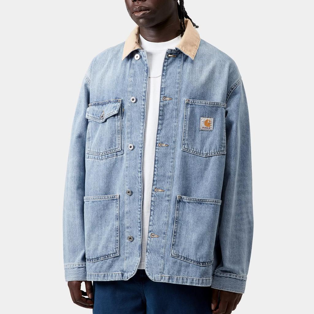 Carhartt WIP SS26 Warren Chore Coat Comfortable Simple Long Sleeve Work Multi Pocket Denim Jacket Unisex Coats I036592-2XN-UR