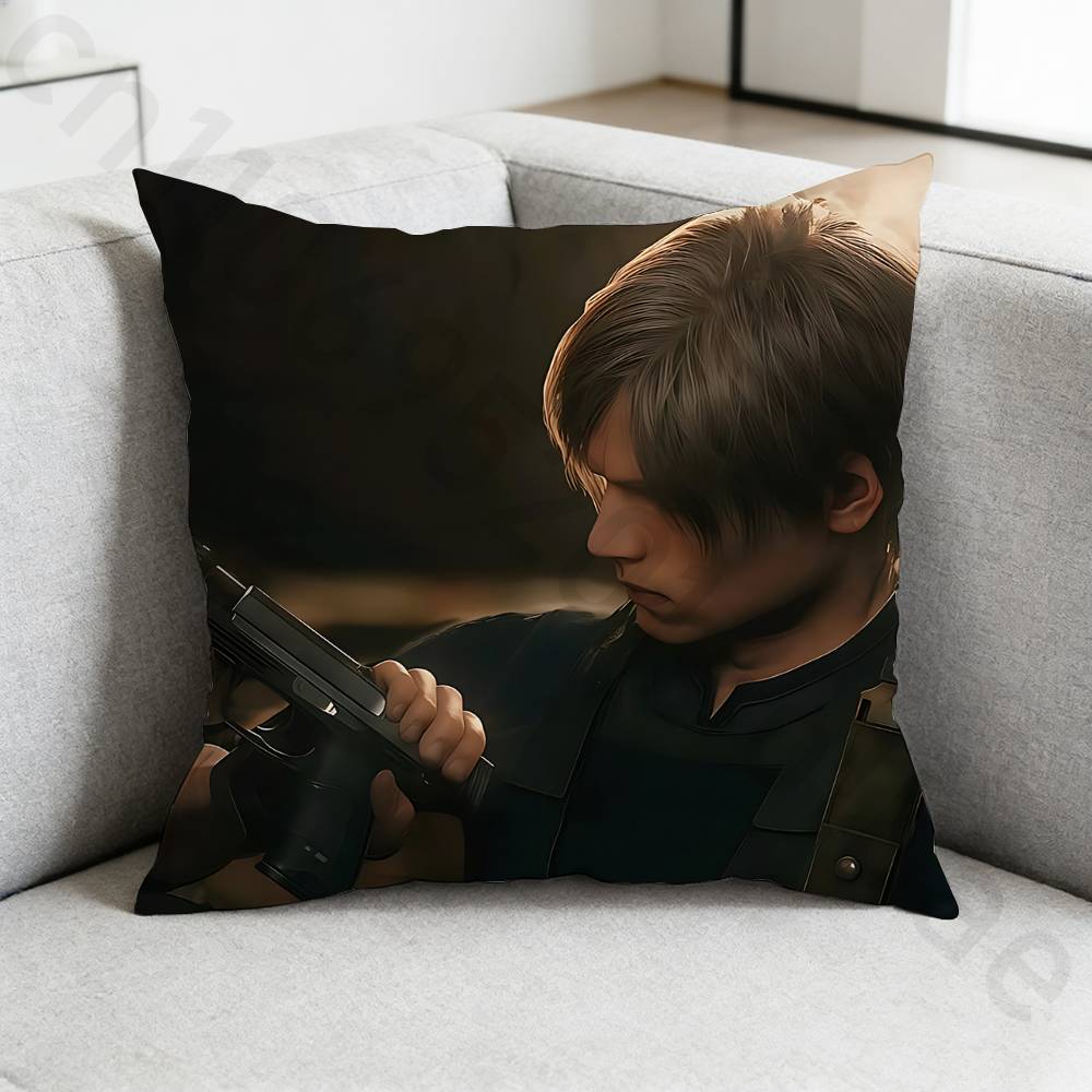 RResident Evil Leon Kennedy Pillow Case Antidustmite Pillowcase Invisible zipper silky short plush Sofa cushion cover