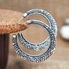 Boucles d'oreilles Vintage pour femmes, plaqué argent, cercle sculpté, pendantes, bijoux cadeau