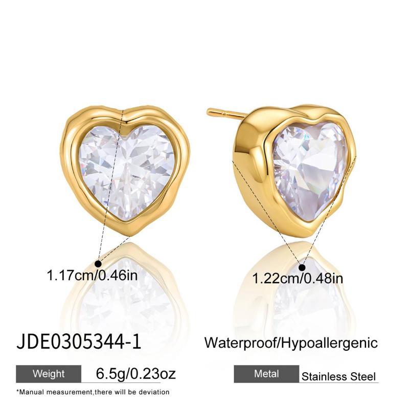 Geometric Zircon Waterproof Stud Earrings for Women High Quality Stainless Steel Non-Irritating Jewelry for Club Wear