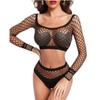 2025new Cup+Panty Fishnet Sleeve Bodystockings Sexy Lingerie Erotic Teddy Fantasy Corset Bodysuits for Women Mesh Sheer Babydoll