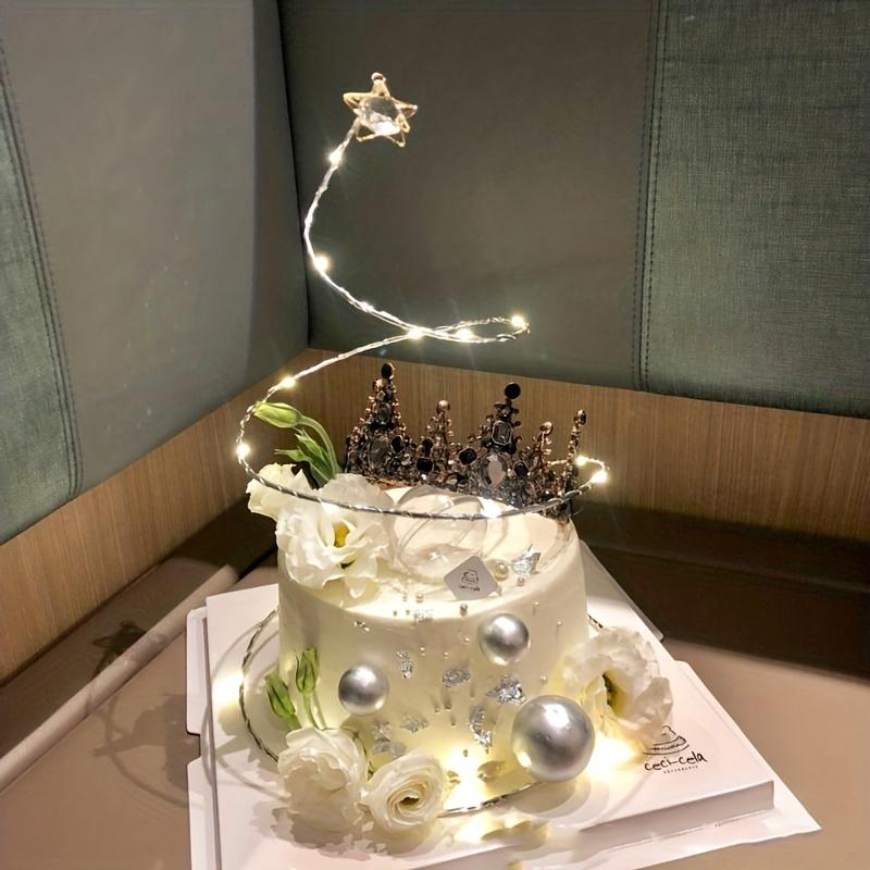 1 szt. - Żelazna kryształowa kula spiralna akcesoria do dekoracji tortu, dekoracja na wierzch tortu, odpowiednia na przyjęcia zaręczynowe, torty urodzinowe