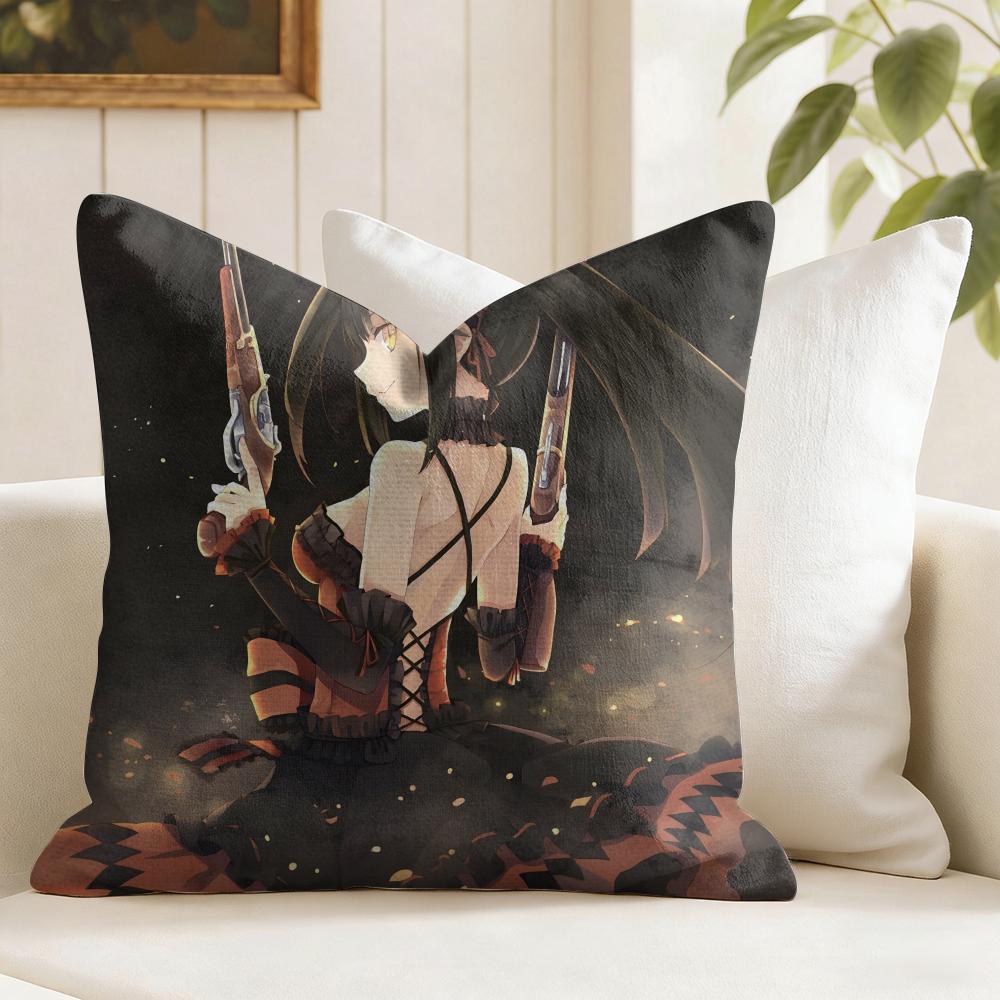 TTokisaki Kurumi Cushion Cover Natural Linen Double Sided Print Throw Pillow Case for Sofa Couch Home Decor