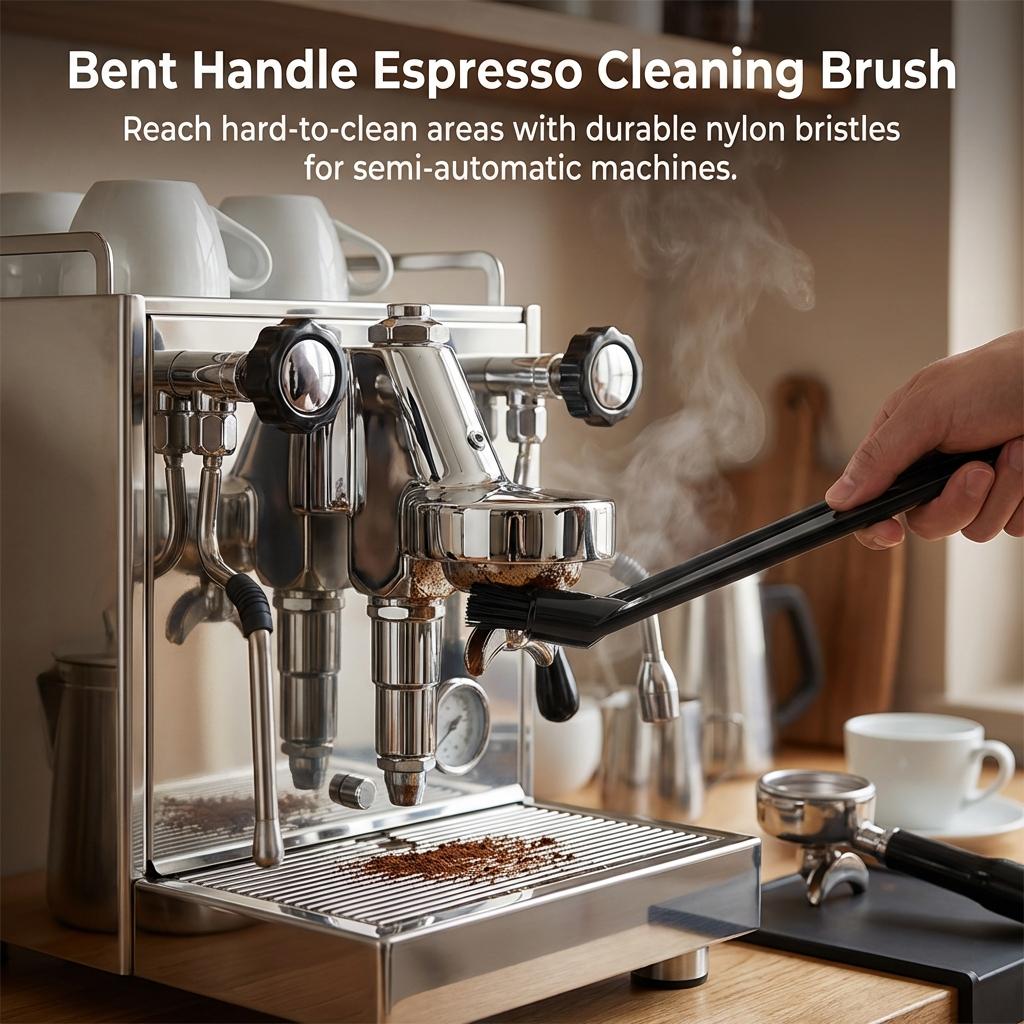Coffee Machine Cleaning Brush Nylon Head Long Handle Brush for Espresso Semi Automatic Accessories