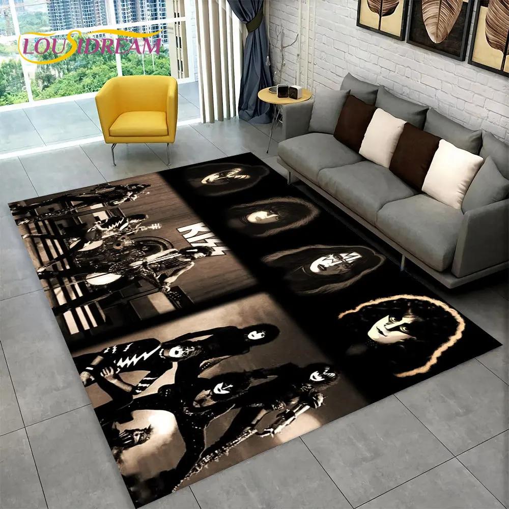KISS Rock Band Retor Teppich, Teppich für Zuhause, Wohnzimmer, Schlafzimmer, Sofa, Fußmatte, Dekor, Küche, rutschfeste Bodenmatte Alfombra