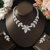 Delicate Claw Chain Leaf Necklace Earrings Set Two-Piece Full Diamond Clavicle Chain Dinner Dress Accessories
