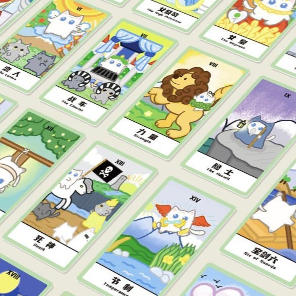 Süßes Katzen-Team Tarotkarten – 78-Karten-Deck mit entzückenden Kätzchen-Illustrationen Premium 300g Karton 10,3*6cm