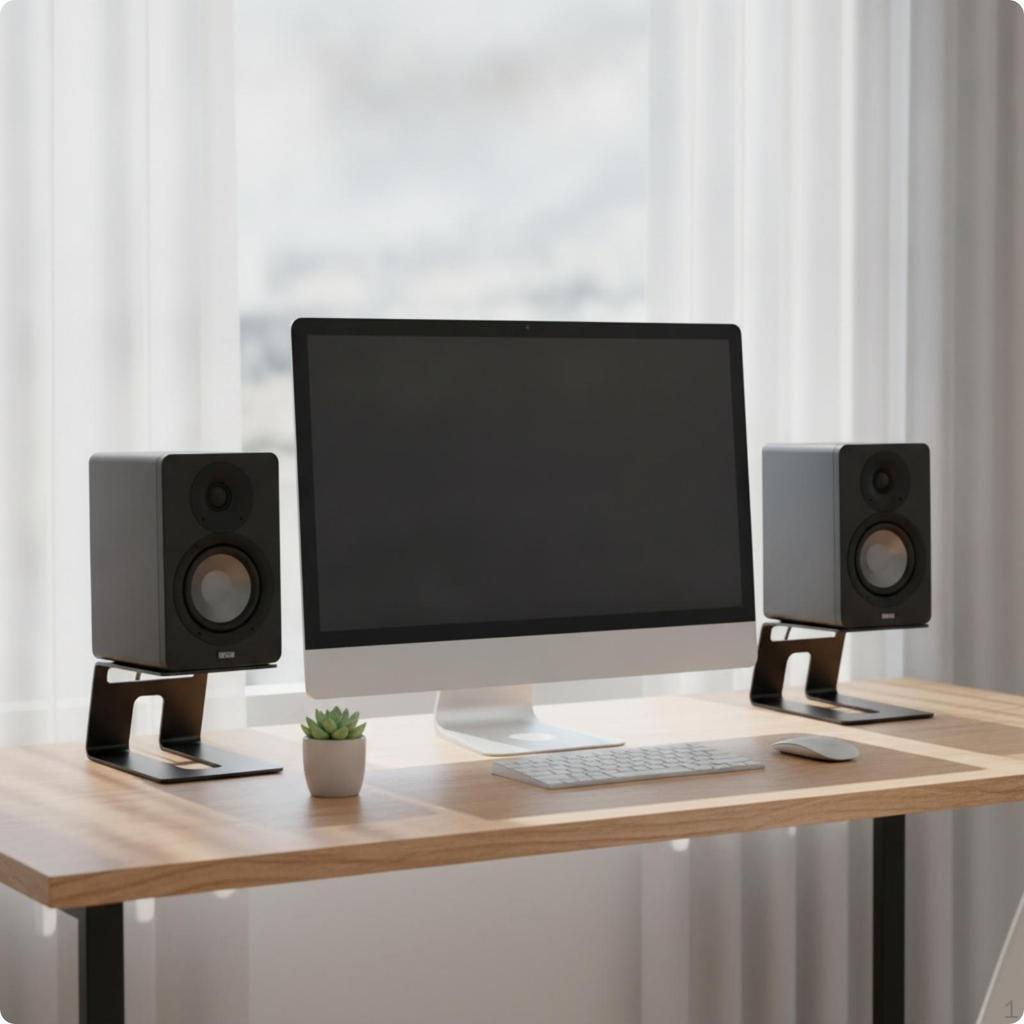 2 Stück Schreibtisch-Lautsprecherständer Schräge Erhöhungsständer mit rutschfesten Füßen Metall für Audiophile,