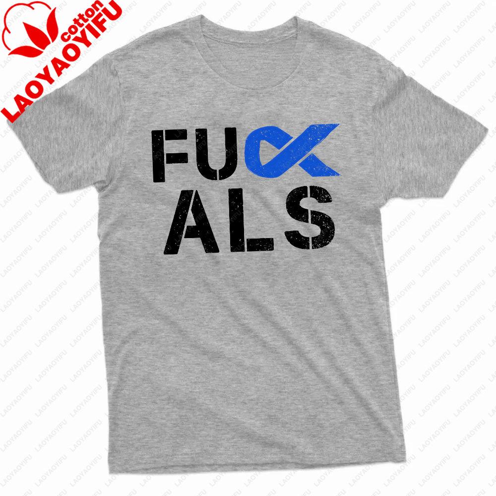 ALS Awareness Month Blue Ribbon Support Squad Fighter Men Women TShirt 2026 ALS Awareness Month Men Outdoor Casual Tshirt S