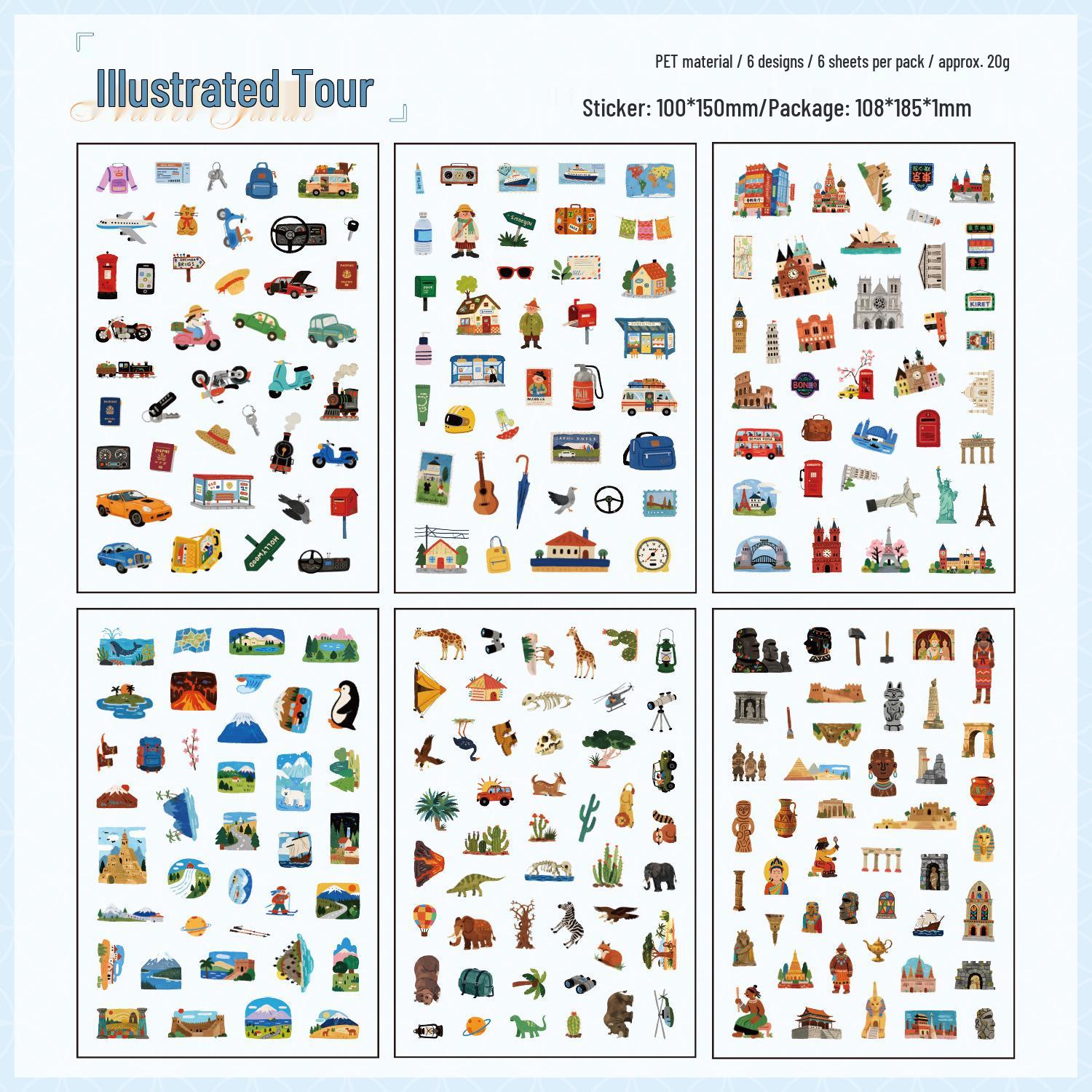 ZABC PET Sticker Pack - Wanshu Xiaoji: 6 Unique Character Die-cut Designs