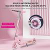 Trottinette Enfant - FOXSPORT - Pliable - Guidon Ajustable de 3 Niveaux - Frein à Pédale - Charge 100KG - Rose
