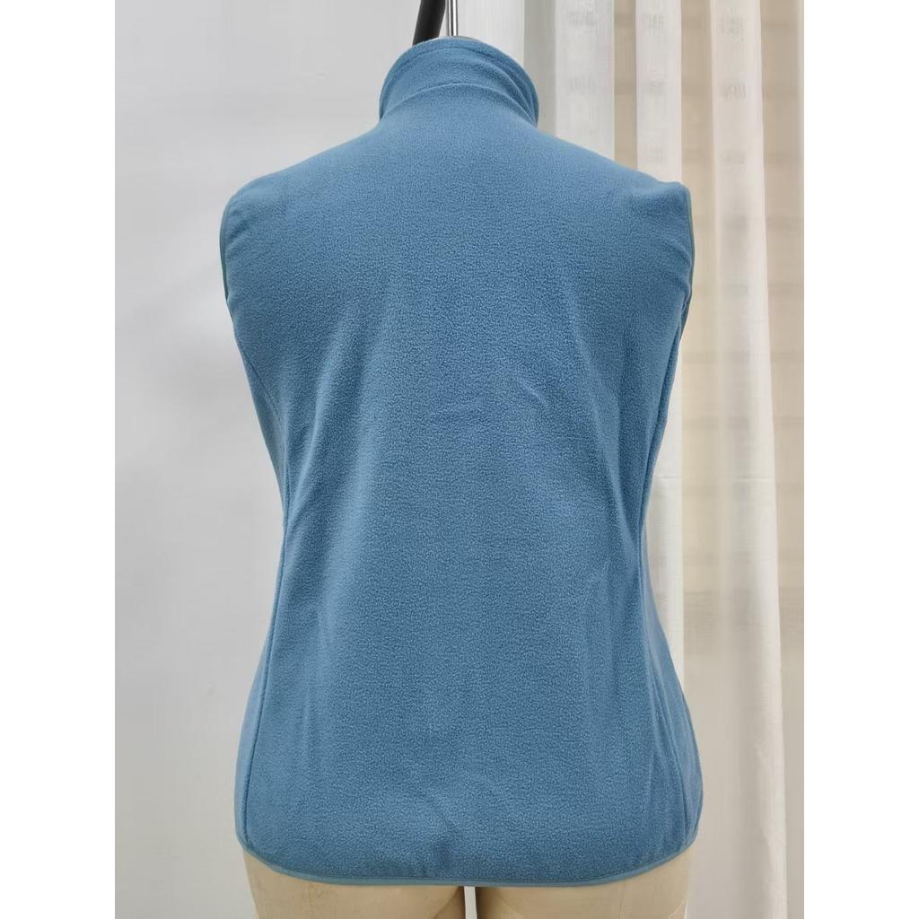 Plus Size Women's Fleece Lined Sleeveless Zipper Pocket Vest Cardigan Jacket, Autumn Winter Outerwear Wholesale