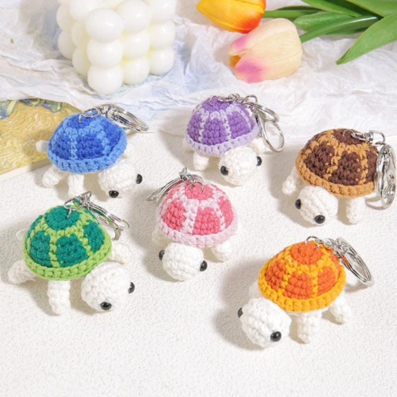 Adorable Turtle Keychain, Handmade Crocheted Miniature Turtle Plush Toy Hanging Bag Charm Ornament