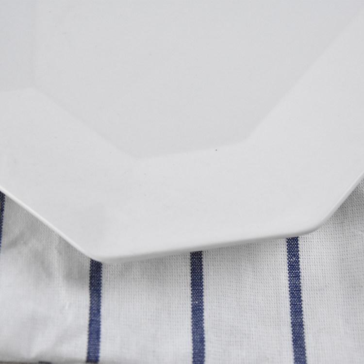 Octagonal White Ceramic Plate - Versatile for Soup, Rice, or Fruit; Ideal for Hotels and Restaurants.