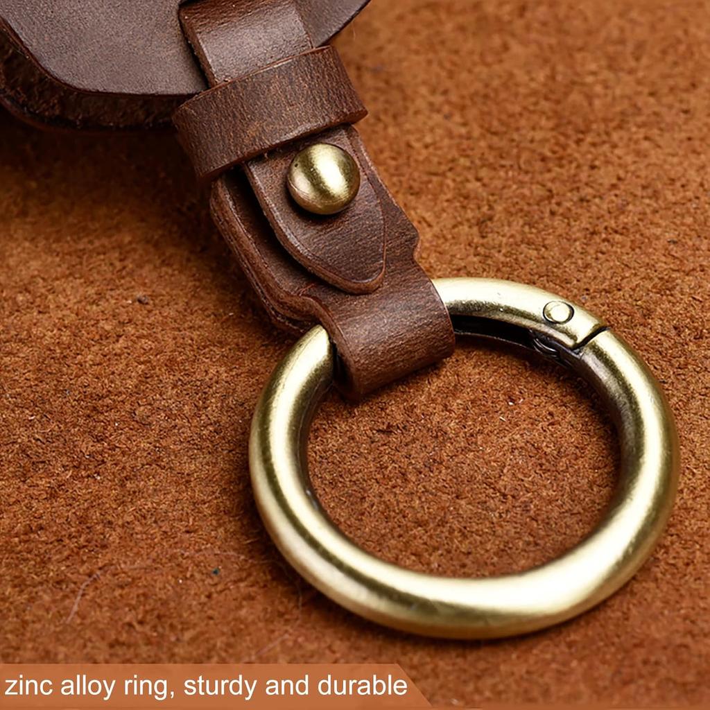 OLLEN  Leather No Screws Key Fob Cover Fit for BMW 5 6 7 Series X1 X2 X3 X5 X6 GT Series etc, Blade Shape, Brown