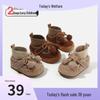 2025 Winter Baby Girl Plush Cotton Bowknot Velvet Soft Sole Fur Shoes - Korean Style