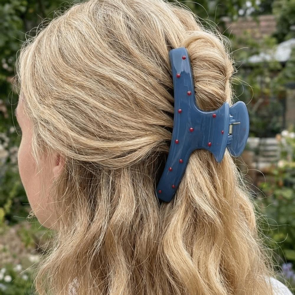 Red Bow Polka Dot Shark Clip Vintage Hair Accessories Luxury Korean Hair Claw Headdress