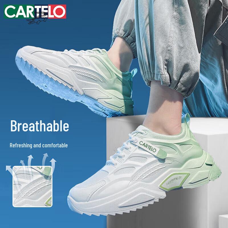 CARTELO Men s Chunky Breathable Mesh Casual Sneakers 42