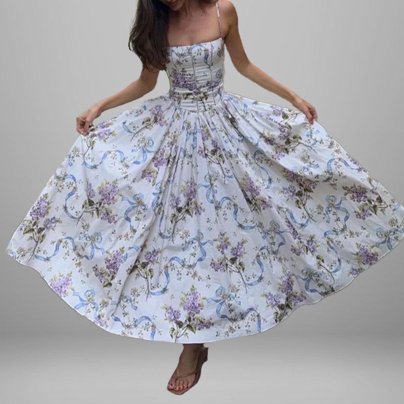 2026 Spring Women's European and American Style Slimming Floral Sling Dress