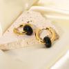 Drop shipping 1 pcs gold plated tarnish free stainless steel hoop earring jewelry green malachite natural stone huggie earrings
