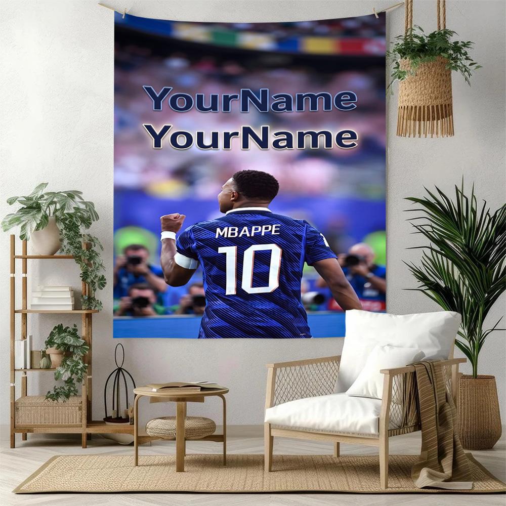 Mbappe Custom Your Name Wall Decor Tapestry Art For Pet Memorial Birthdaywedding Party Backdrop Family Gift