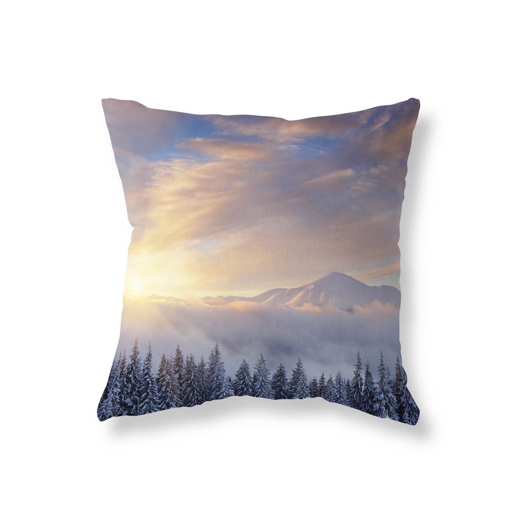Winter Sunrise Sunset Snow Scene Throw Pillow Cover Sofa Decorative Pillow Cover Chair Cushion Cover Room Aesthetics Home Decor