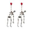 Creative Halloween Skull Frame Pendant Earrings, Personalized Dark Wind Metal Bone Frame Earrings Female