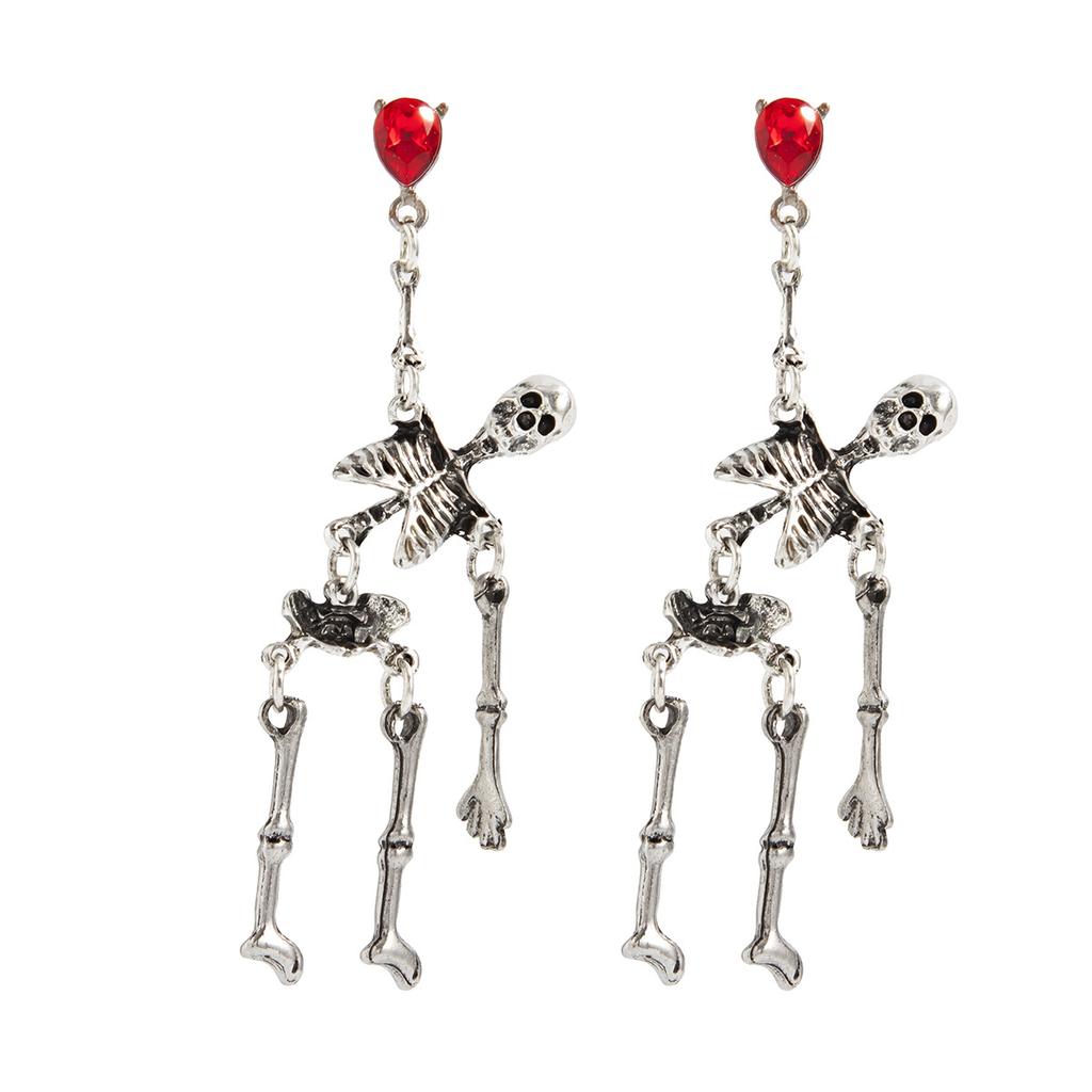 Creative Halloween Skull Frame Pendant Earrings, Personalized Dark Wind Metal Bone Frame Earrings Female